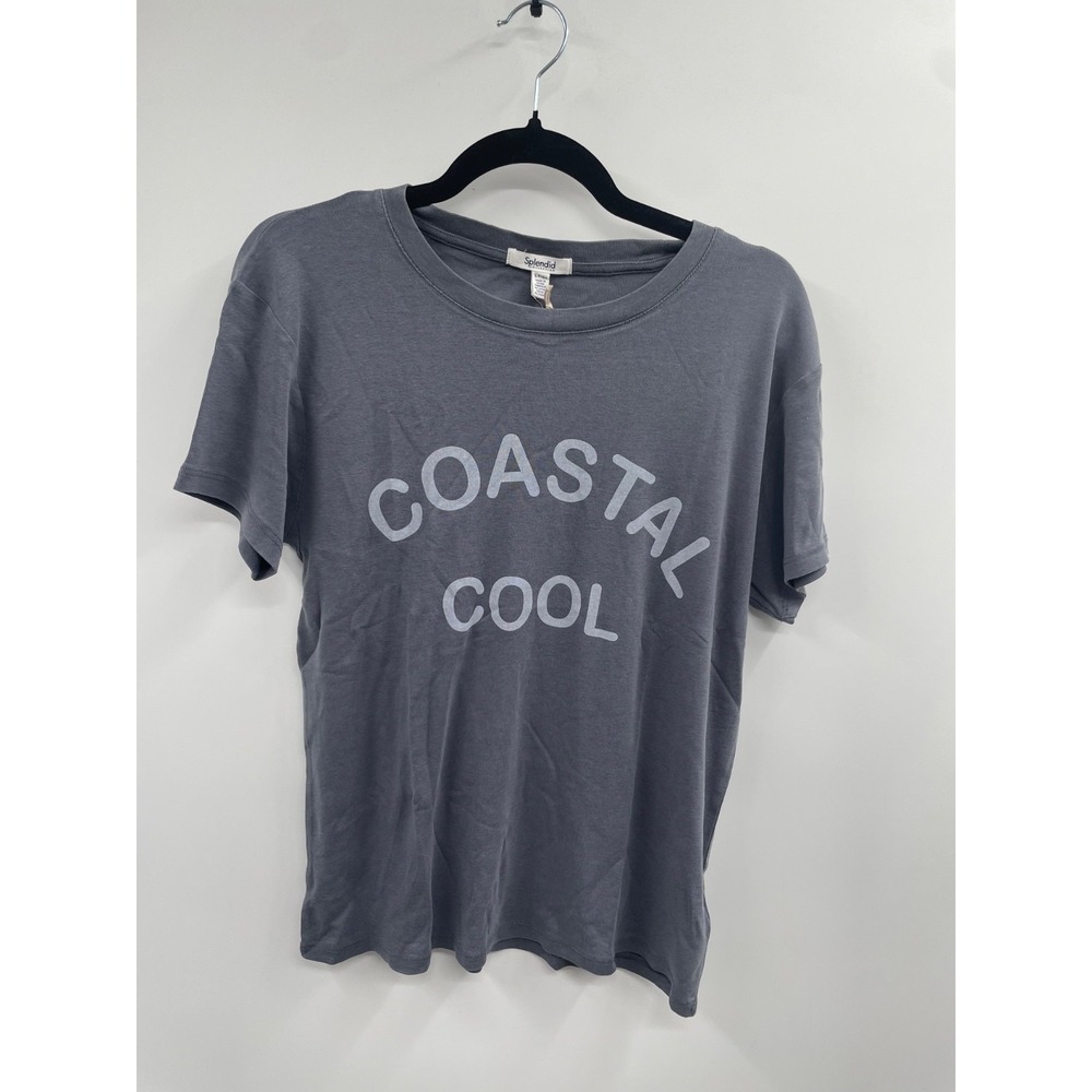 Splendid Boxy T-Shirt Womens Small Gray Graphic‎ Short Sleeve Everyday Wear NWT